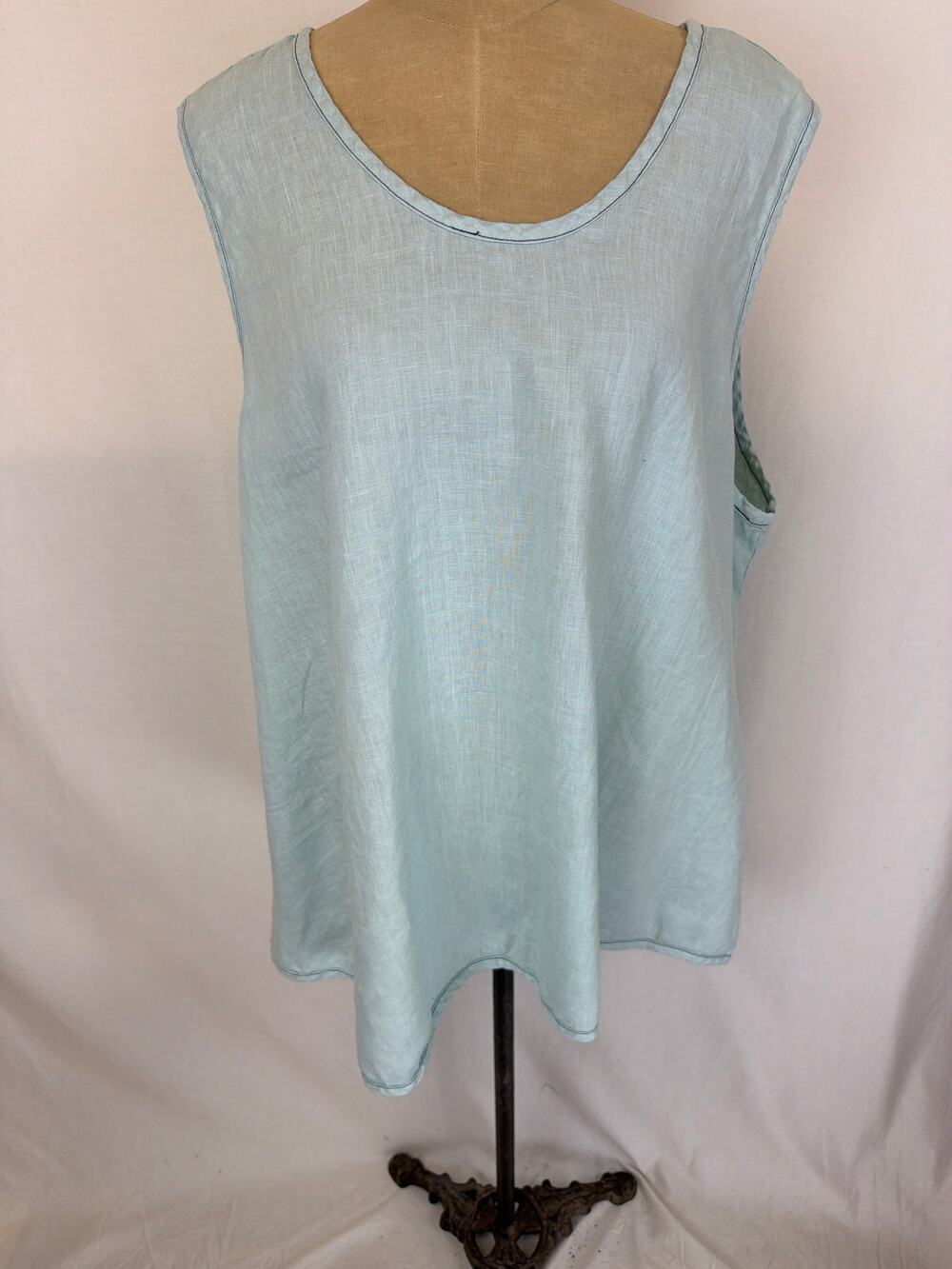 Cynthia Ashby Mint Linen Tank XLarge #0530